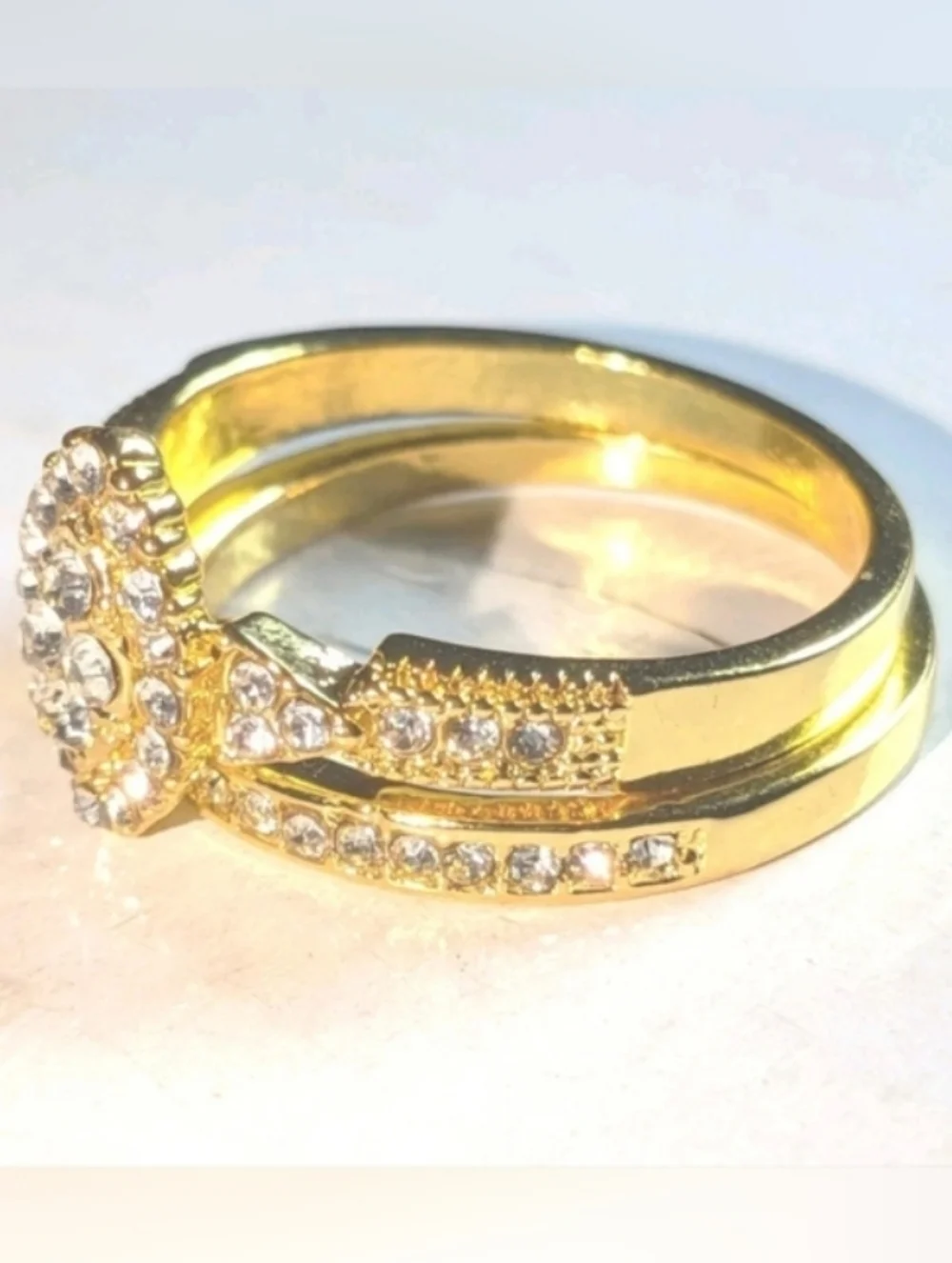 2ct Two Piece Lab Created Engagement Bridal Ring Set 14k Yellow Gold Plated Sz10